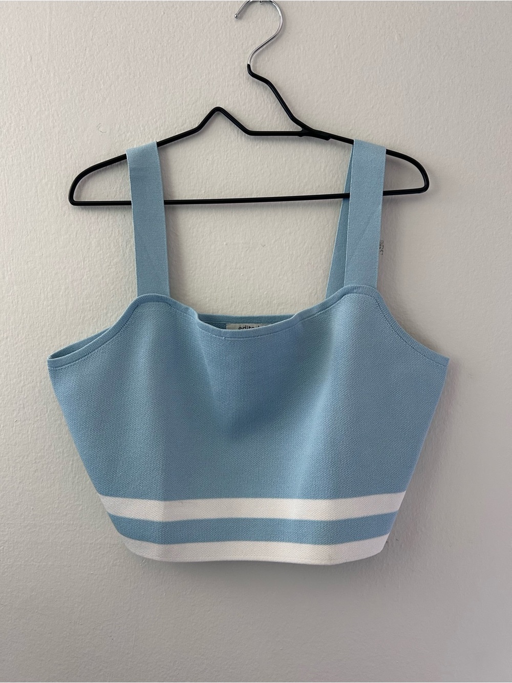 Edited Blue White Nautical Striped Crop Top Layering Tennis Preppy Old Money XL